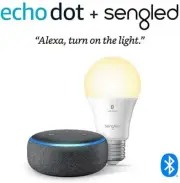 Echo Dot (3rd Gen) - Smart speaker with Alexa - Charcoal with free smart bulb