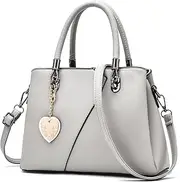 [I IHAYNER] Womens Leather Handbags Purse Top-handle Bags Contrast Color Stitching Totes Satchel Shoulder Bag for Ladies