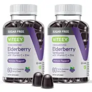 Sambucus Elderberry Gummies for Adults & Teens + Zinc & Vitamin C - Sugar Fre...