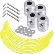 TopHomer 4 X Universal Aluminium Strimmer Head, Grass Trimmer Head Brush Cutter Spool with Weeding Cords & Wrench, Garden Lawn Mower Replacement Parts