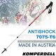 【KOMPERDELL奧地利】ANTISHOCK 7075 鋁合金泡棉短握把避震登山杖.7075-T6航太鋁合金.三節式(僅257g.單支)/健行手杖.散步拐杖/1742440-99