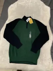 New Nautica Sweater XL Pullover Quarter Zip Mock Neck Pullover Ribbed Green