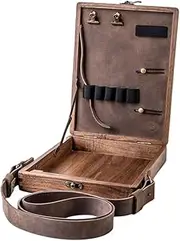 [Generic] Wooden Postman Box - Portable Writing Box, Messenger Wood Box | Artist Tool and Brush Storage Box, A5 Wooden Retro Trend Shoulder Bag, Postman Bag for Outdoor Writing Painting