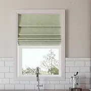 Sun Zero Seraphina Textured Total Blackout Cordless Roman Shade, 35" x 64", Sage Green