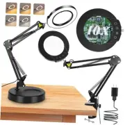 10X Magnifying Glass with Light and Stand, 2-in-1 Desk Lamp with Clamp 5 Color