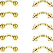 [LAURITAMI] 16G Curved Barbells for Eyebrow Lip Bar Rook Stainless Steel Septum Bridge Daith Helix Ear Piercing Jewellery