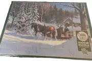 Cobble Hill 1000 piece puzzle of Horses in snow sealed box
