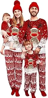 [Cysincos] Family Matching Christmas Pajamas Set Xmas Pjs Set Soft Long Sleeve Holiday Sleepwear Outfits for Women Men Couples