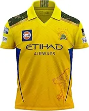 playR Chennai Super Kings Authentic Match Jersey IPL 2025 Kids Plain Half Sleeve, Size - 6 Yellow