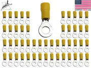 50x 12-10 AWG 1/4" Ring Loop Terminal Wiring Wire Crimp On Insulated End PVC .25