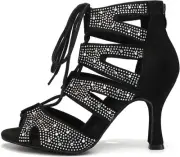 Women's Ballroom Latin Salsa Dance Shoes Lace-Up Open-Toe Boots...