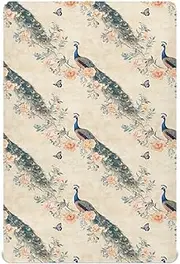 Fitted Crib Sheets for Infant Toddler Soft Breathable Baby Play Yard Sheet Fits Standard Crib and Toddler Mattresses 52x28in Art Peacock