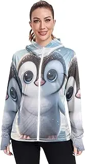 [RPLIFE] Cute Penguin Big Eyes Sun Protection Shirts for Women, UPF 50+ Fishing Shirts Women, S-XXL