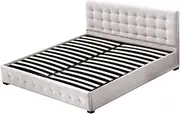 Levede Premium Fabric Base Mattress Gas Lift Bed Frame Storage, Queen Size, Beige