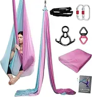 PRIOR FITNESS Yoga Aerial Silks Kit Colorful 9/15/20 Yards High Stretch Fabric Hammock Set With Hardware & Guide for All Levels Of Aerial Yoga Practice and Acrobatic Flying For Adults