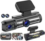 [MTSDM] Driving Recorder, 1080P Dash Cam with 3.16" IPS Screen Front Inside Cabin Dual Car Camera for Private Car Taxi, Vibration Detection Sensor w/IR Night Vision, 64GB SDcard Included Loop Recording