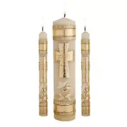 Wedding Unity Candle Set for Ceremonies, Gold Tone Commitment Candles Ornate ...