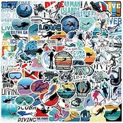 100PCS Diving Stickers for Kids Adults Teens,Cute Summer Scuba Diving Waterproof Decals for Water Bottles Phone Laptop Luggage Scrapbook Bicycle Computer Refrigerator Skateboard Helmet