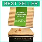 Premium Bamboo Stovetop Cover - Juice Grooves & Adjustable Legs for Easy Cleanup