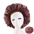 Large Night Sleeping Cap Hair Bonnet Hat Head Cover Satin Wide Band Adjust C.f8