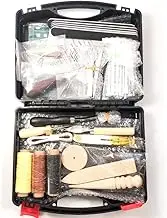59 Pieces Leather Working Tools Kit with A5 Pad & Storage Suitcase for Hand Sewing Stitching, Stamping Set and Saddle Making, Home & Office Hobbies