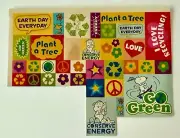 2002 VINTAGE Sticker PEANUTS SNOOPY Woodstock Linus GO GREEN recycle Earth Day