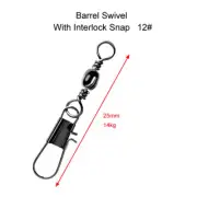 50 x High Quality Fishing Barrel Swivels+InterlockSnap Size 12#,Fishing Hooks