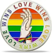 Love Wins Pride Coin Gift Set | Rainbow Hand Silver Medallion with Coin Capsule, Celebration Gifts for LGBTQ+ Community, Pride Month, and Special Occasions