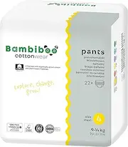 [Bambiboo] Baby Nappies Pants Size 4 (9-14 kg) COTTONWEAR Panty Panties with Organic Cotton and Plant Fabrics with Moisture Indicator Breathable - Pack of 22
