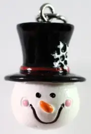 Earrings, 1 Pair Hand Painted 3D Resin Snowman with Snowflake Hat Charm