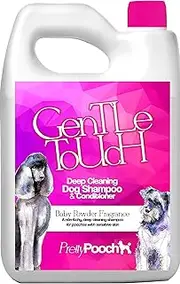 Pretty Pooch® Gentle Touch Dog Shampoo & Conditioner - 2 litres (Baby Powder Fragrance) - A Non-Itchy, Professional Deep Cleaning Shampoo for Dogs with Sensitive Skin! (2 Litre Baby Powder)