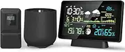 Weather Stations with Sensor, Digital Indoor Outdoor Thermometer, Hygrometer, Barometer, Temperature Humidity, Radio Controlled Clock