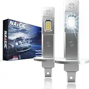 NATGIC H1 Fog Light Bulb, 70W 18000LM Fanless & Wireless 6500K White +300% More Brightness H1 LED Bulbs Replace for Fog Lamp High/Low Beam Lamp Daytime Running Light DRL Driving Lamp (Pack of 2)