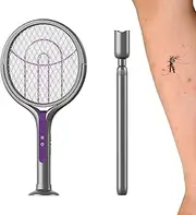 Electric Fly Zapper, 2800V Electric Fly Control Racket, USB Rechargeable 5-Layer Safety Mesh Home Gnat Control Catcher for Backyard Patio Indoor Outdoor