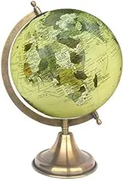 Educational/Antique Globe with Brass Antique Arc and Base/World Globe/Home Decor/Office Decor/Gift Item / 8 inches (Surahi) (Old Beige)