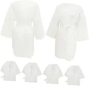 [TOGEVAL] Spa Robes 6 Pack Disposable Cotton Bath Skirt Hotel Towel Wrap for Relaxation Beauty Salons Travel and Home White