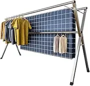 Clothes Drying Rack, 79 inch Heavy Duty Stainless Steel Laundry Drying Rack, Foldable &Length Adjustable Space Saving Garment Rack, with 20 Windproof Hooks.