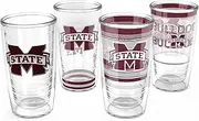 Tervis Mississippi State Bulldogs - Assorted Made in USA Double Walled Insulated Tumbler Travel Cup Keeps Drinks Cold & Hot, 16oz 4pk, Classic