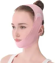 XXCKJGS Chin Strap for Sleeping, Reusable V Line Lifting Mask, Double Chin Reducer, Jawline Shaper Face Slimming for Women (pink)