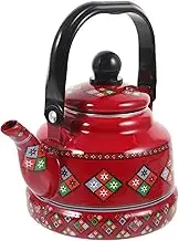 COSMEVIVI Enamel Tea Kettle with Comfortable Handle Retro Stovetop Kettle for Hot Water Enameled Teapot for Daily Use and Special Occasions