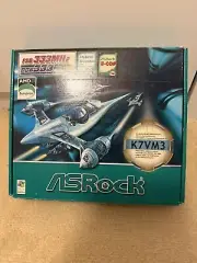 ASROCK K7VM3 Motherboard & AMD Sempron Hybrid Booster Manual + Original Box