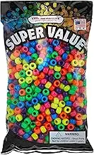 The Beadery Pony Beads, 6X9MM, Neon Multi