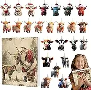 2024 Christmas, Highland Cattle, Count Down To Christmas 24 Days Funny Cow Pendant For Children Christmas