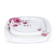 Melamine Square Full Plates & Quarter Plates Pack 8 Floral Print (GF-F-QP-10-8)