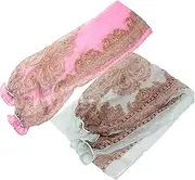[LIFKOME] 2Pcs Long Sleeve Sun Block Shawl Lightweight Chiffon Air Conditioning Wrap for Outdoor Riding Breathable Versatile Flower Design