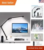 Elegant LED Desk Lamp with Clamp - Dual Light Source & Timer for Comfortable Use