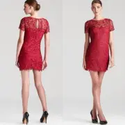 AIDAN MATTOX pink red merlot lace dress 2 NWT - sizes like 4 6 8