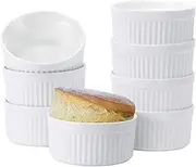 GUDAJIN Ceramic Ramekin Bowls 8-Piece Set, Souffle Baking Pans, Oven Safe Ceramic Ramekins, Small Baking Pans Ceramic Baking Utensils for Creme Brulee, Custard, Lava Cake, and More