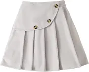 [Verdusa] Girl's Button Front High Waist Mini A Line Pleated Skirt