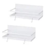 Magnetic Spice Rack For Refrigerator With 4 Removable Hooks Strong Shelf Spices